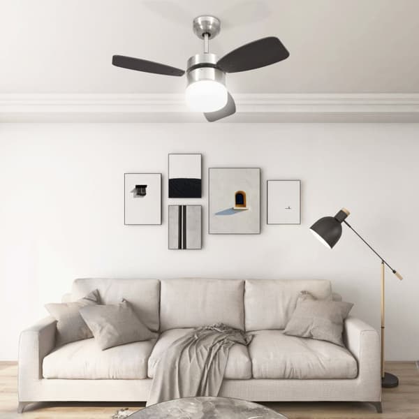 The Living Store loftventilator med lys og fjernbetjening 76 cm mørkebrun -  Loftventilatorer