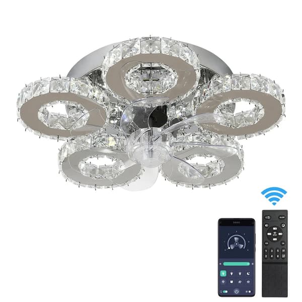 Krystal loftventilator, LED-lys, fjernbetjening, Loftventilator 8012