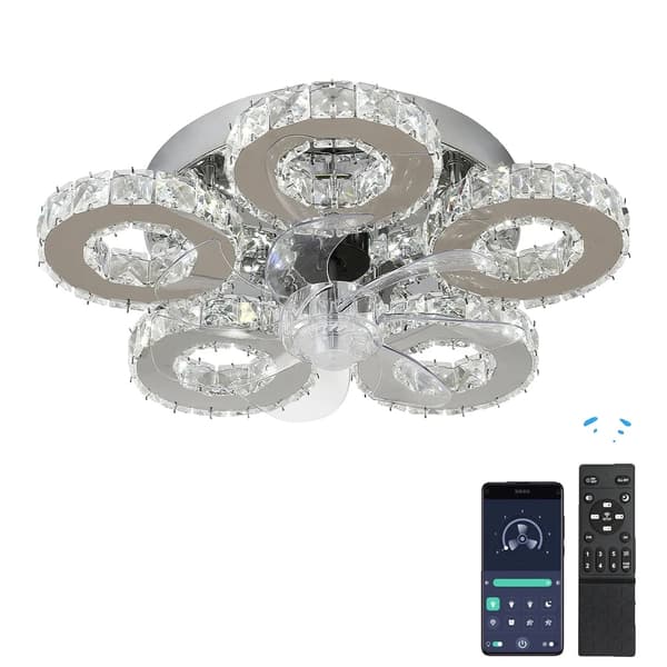 Krystal loftventilator, LED-lys, fjernbetjening, Loftventilator 8012
