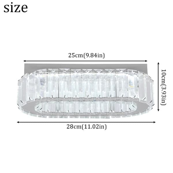 Krystal Loftlampe, Ovalt Design, LED Lysekrone, 2 stk, Kold Hvid