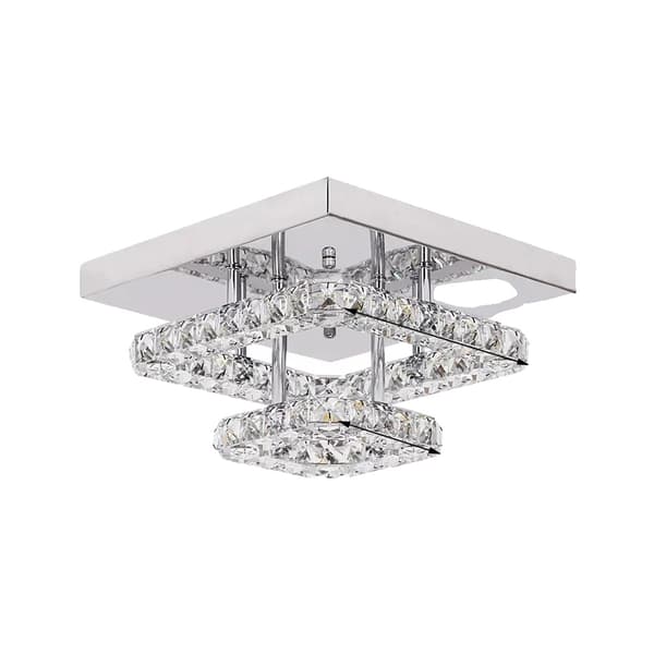 Loftlys, Krystal LED, Rustfrit Stål Lysekrone, E L27xW27cm, Neutral Lys