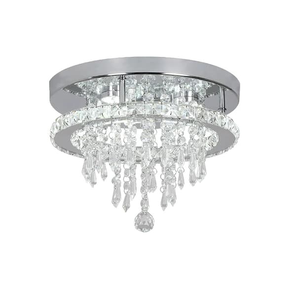 Loftlys, Krystal LED, Rustfrit Stål Lysekrone, E L27xW27cm, Neutral Lys