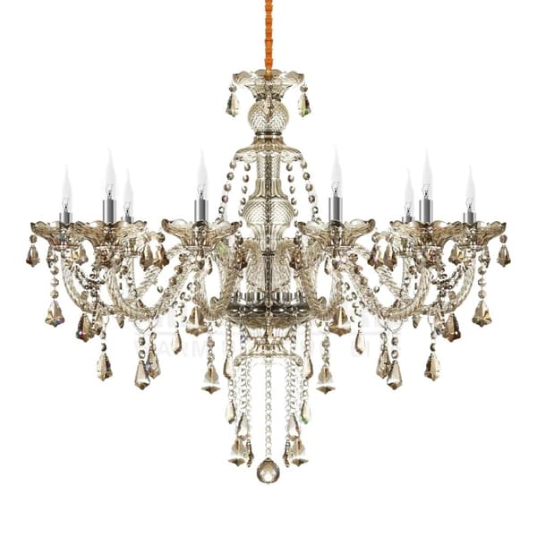 Kristallikruunu, LED-valaistus, Vintage-suunnittelu, 6 käsivartta kultainen 10 arms Cognac