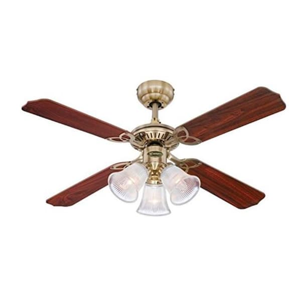 Westinghouse Princess Trio takfläkt 78265-105 cm, E14, polerad mässing med vändbara ekblad -