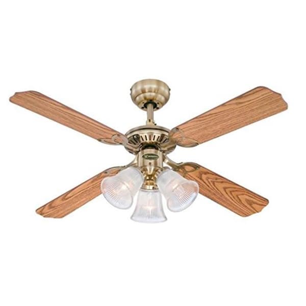 Westinghouse Princess Trio takfläkt 78265-105 cm, E14, polerad mässing med vändbara ekblad -