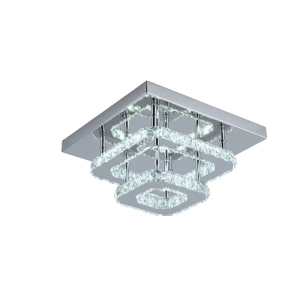 Modern kristall taklampa, rostfritt stål och LED, 27x27 cm, 24W,1 Hjärter Dubbel B, föränderlig