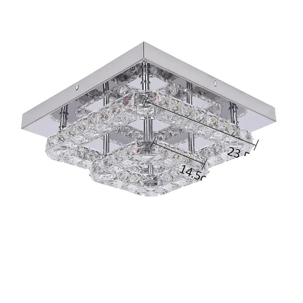 Modern kristall taklampa, rostfritt stål och LED, 27x27 cm, 24W,1 Hjärter Dubbel B, föränderlig