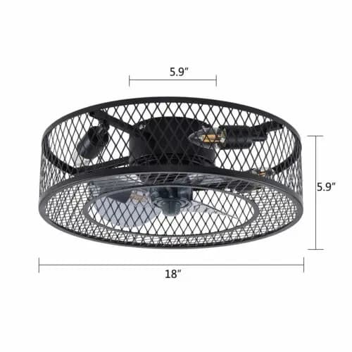 Moderne loftventilator med lys, fjernbetjeningsfunktion, stilfuldt design,sort, Maks. 60W