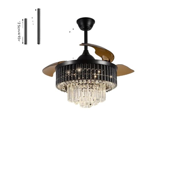 Kristalltakfläktlampa, fjärrkontroll, dimbar belysning,HQ-002