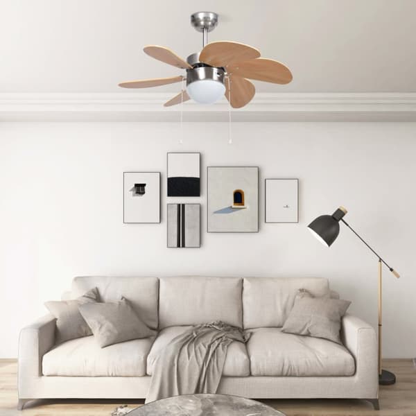 Takfläkt med lampa 76 cm ljusbrun