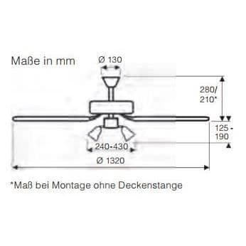 Takfläkt - CASA FAN - BLACK MAGIC 132 - Svart - 64 W - Ø 132 cm
