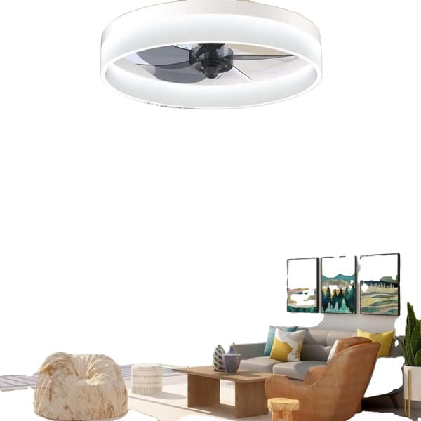 LED-kattotuulettimen valo, 6-nopeusohjaus, kauko-ohjattava himmennys,85-265V, VALKOINEN