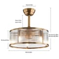 Miniatyrbillede 2 af 2: Loftventilator med lyskit, retrodesign, 6 hastighedsindstillinger,Guld