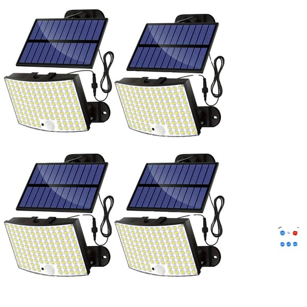 Solarlampor för översvämning, 128 LED-ljusstyrka, IP65 vattentåliga,4 stycken