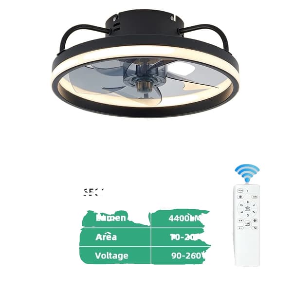 Kattotuulettimen lamppu, 55W/60W teho, kaukosäätötoiminto,Musta 33CM, Sovellus RC himmennettävä