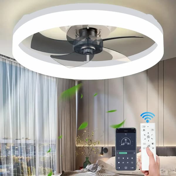 Loftventilator Lys, Fjernbetjening, Energi-Effektiv 50W,sort