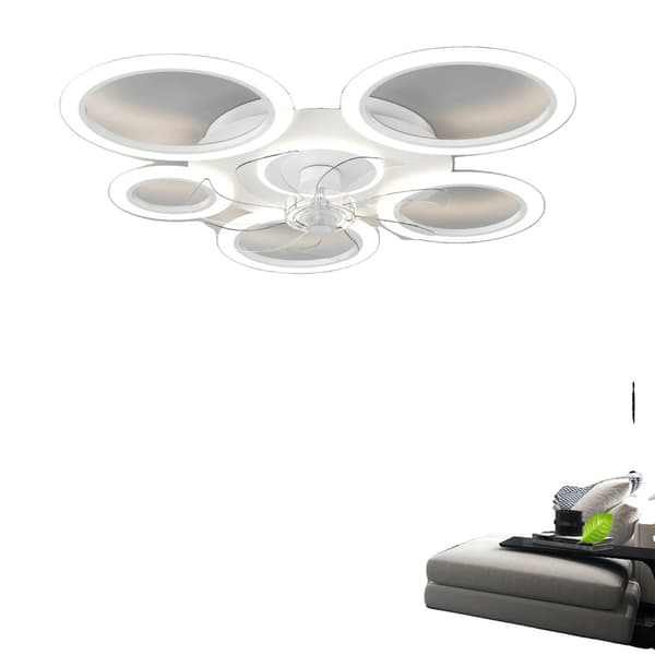 Modern takfläkt med belysning, dimbar LED, fjärrkontroll,VIT