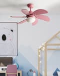 Miniatyrbillede 6 af 11: Loftsventilator ventilator med lys pink syntetisk materiale krydsfiner fjernbetjening moderne til soveværelse