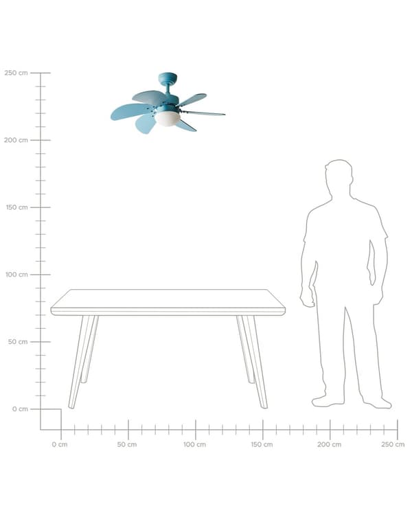 Takvifte med Lys Ventilator Blå Syntetisk Materiale og Kryssfiner Fjernkontroll Moderne Skandinavisk Stue