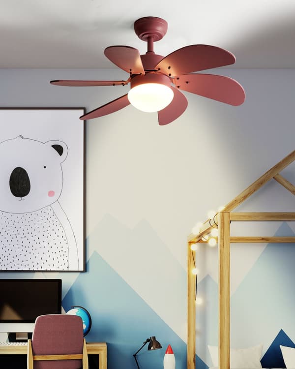 Takvifte med Lys Ventilator Rosa Syntetisk Materiale og Kryssfiner Fjernkontroll Moderne Skandinavisk Stue