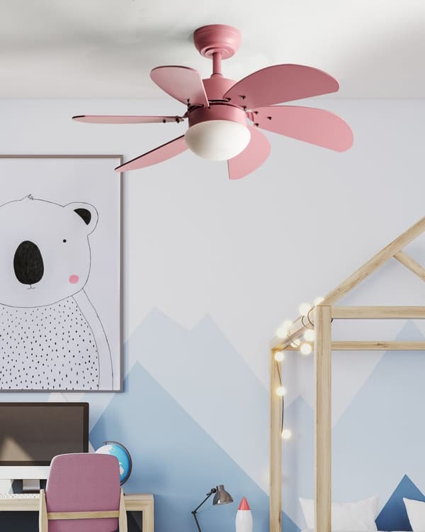 Takvifte med Lys Ventilator Rosa Syntetisk Materiale og Kryssfiner Fjernkontroll Moderne Skandinavisk Stue