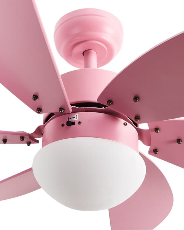 Takvifte med Lys Ventilator Rosa Syntetisk Materiale og Kryssfiner Fjernkontroll Moderne Skandinavisk Stue