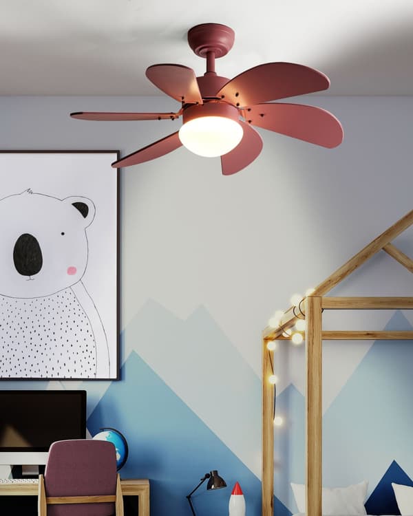 Takvifte med Lys Ventilator Rosa Syntetisk Materiale og Kryssfiner Fjernkontroll Moderne Skandinavisk Stue