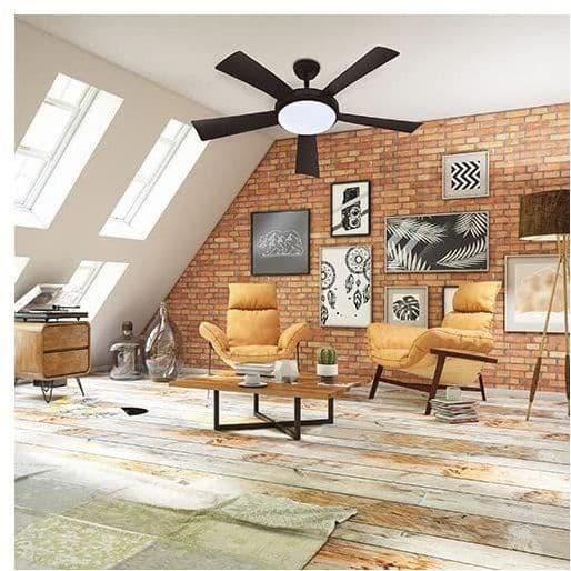 WALLIS Svart - Takfläkt Ø132cm 38W + LED-belysning