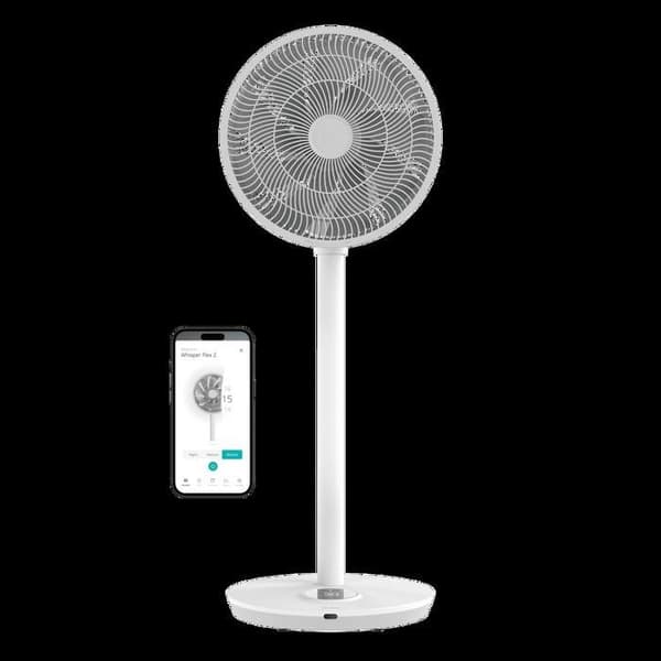 Duux Whisper Flex 2 – Smart fläkt 13 dB, nattläge, timer, 2W eco, 54–92 cm, app &amp; fjärrkontroll – Vit