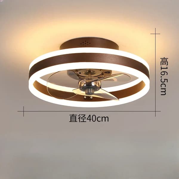 Moderni LED-kattotuulettimen valo, kaukosäädin, energiatehokas,Kolmivärinen himmennys RC, Kahvin väri-a, 50CM