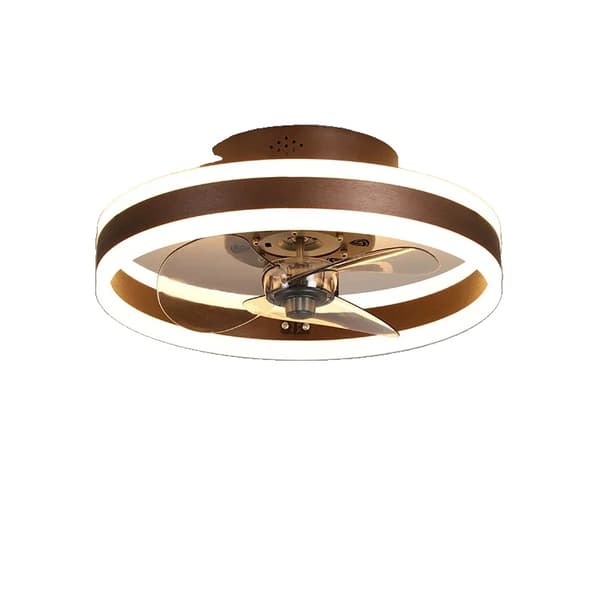 Moderni LED-kattotuulettimen valo, kaukosäädin, energiatehokas,Kolmivärinen himmennys RC, Kahvin väri-a, 50CM