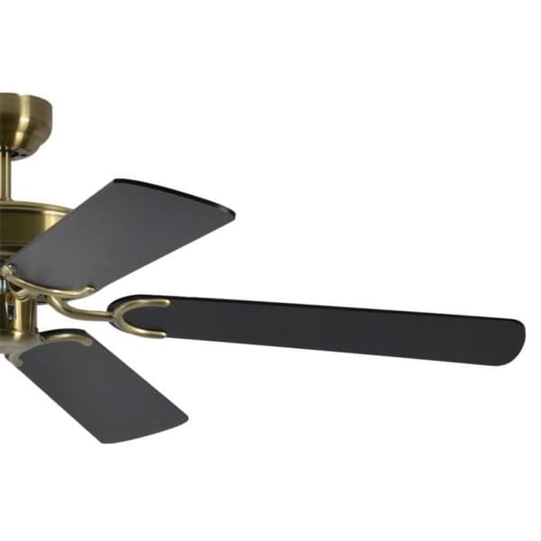 Klassisk tyst takfläkt 132 cm antik mässing svarta blad Potkuri Pepéo