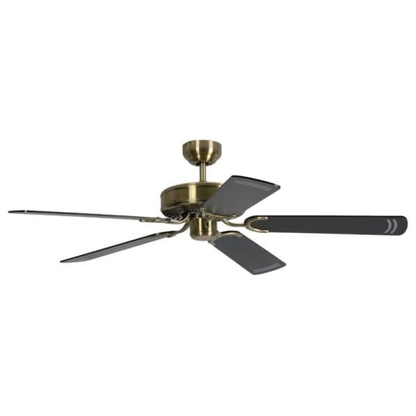 Klassisk tyst takfläkt 132 cm antik mässing svarta blad Potkuri Pepéo