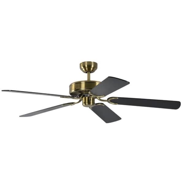 Klassisk tyst takfläkt 132 cm antik mässing svarta blad Potkuri Pepéo