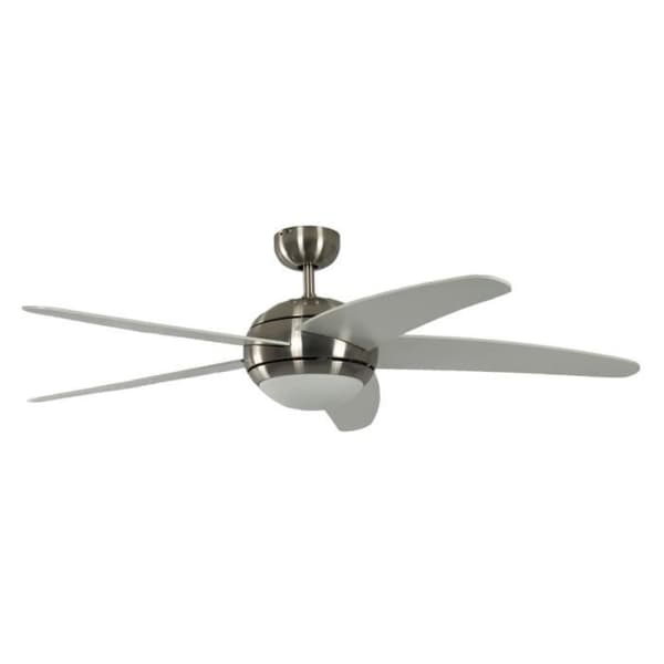 Takfläkt - Pepeo - Melton - Tyst design - 132 cm - Borstad krom - Vita blad