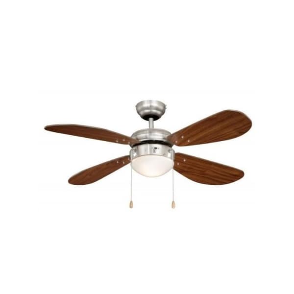 Takfläkt 105 cm klassiskt nickelpläterat stål med tyst valnötslampa