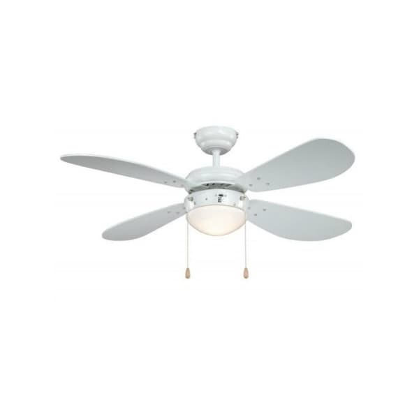 Takfläkt 105 cm vitlackerat stål - FAN-BOUTIQUE - Klassisk vit - Vita blad - Tyst