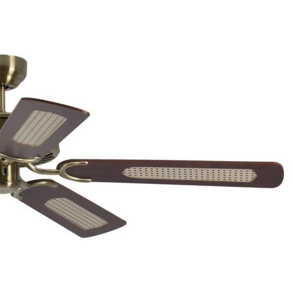 Klassisk tyst takfläkt 132 Cm antik mässing mahagoni blad Potkuri Pepéo
