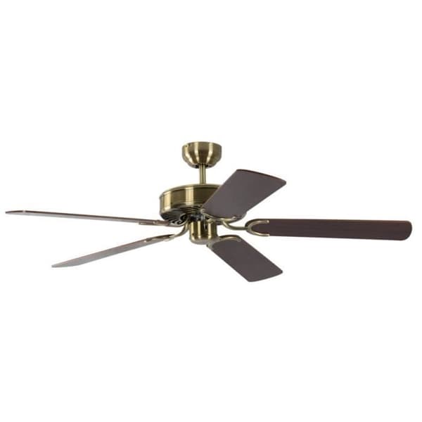 Klassisk tyst takfläkt 132 Cm antik mässing mahagoni blad Potkuri Pepéo