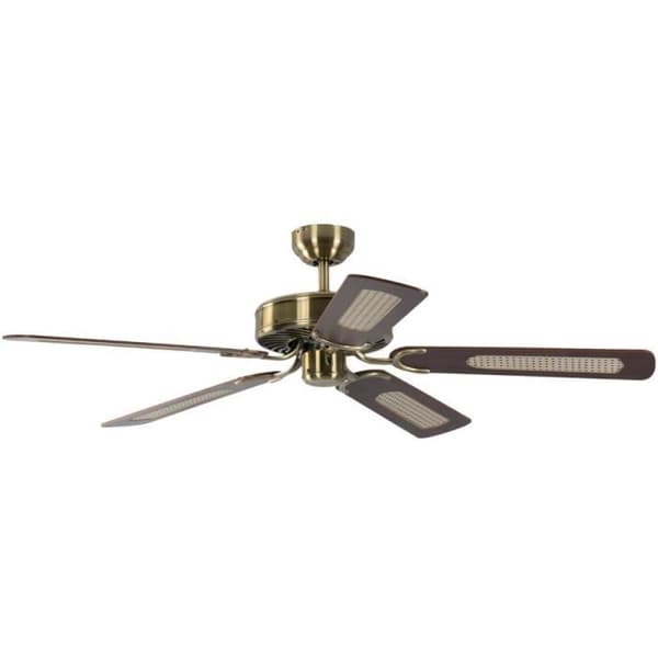 Klassisk tyst takfläkt 132 Cm antik mässing mahagoni blad Potkuri Pepéo