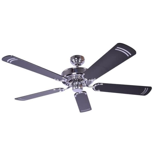 Klassisk tyst takfläkt 132 cm polerade kromsvarta blad - Pepéo