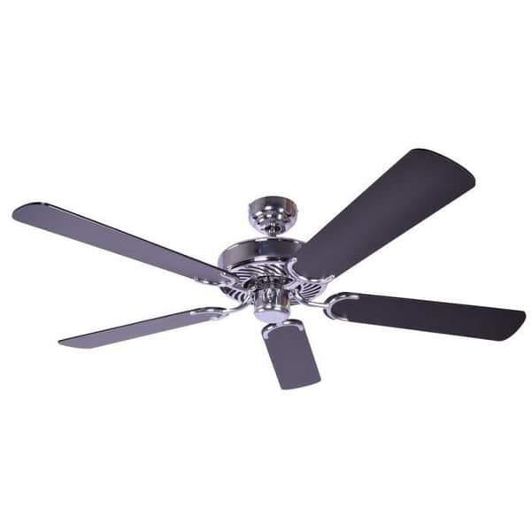 Klassisk tyst takfläkt 132 cm polerade kromsvarta blad - Pepéo