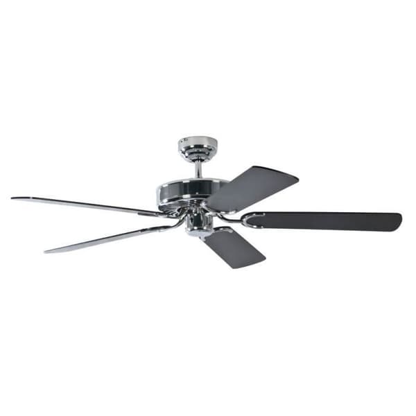 Klassisk tyst takfläkt 132 cm polerade kromsvarta blad - Pepéo