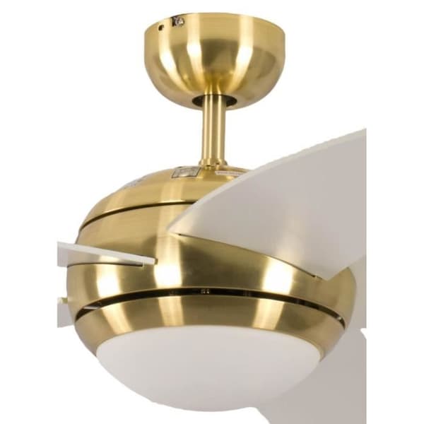 Takfläkt, tyst design 132 Cm polerad mässing vita blad med Pepeo Melton lampa