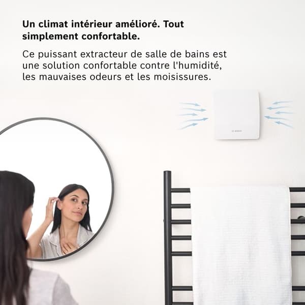 Vägg- och takfläkt - Bosch - 1500DH - 230 V - 95 m³/h - Justerbar fuktsensor