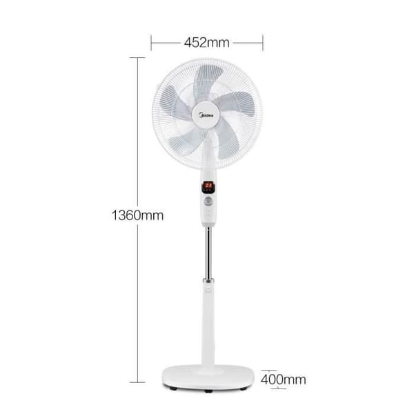 Ställbar golvfläkt - Midea - FS40-16CR - 26 hastigheter - Tyst fjärrkontroll - LED-skärm