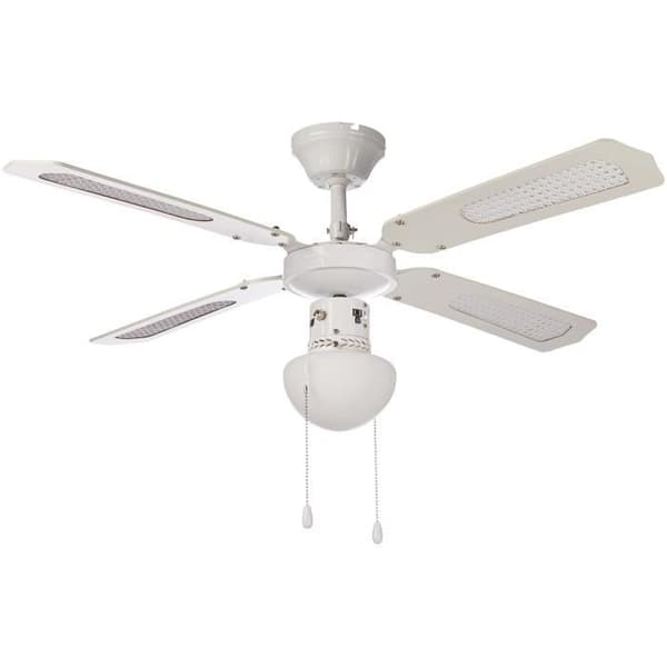 FARELEK BALI vendbar loftsventilator - Ø 107 cm, 4 hvide/hvide rørblade + belysning - 112420