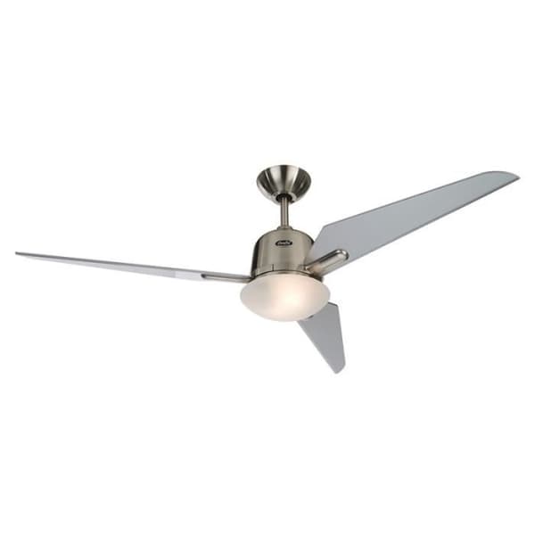 DC Eco AVIATOS BN-SL takfläkt, modern 132 Cm borstad krom, silvergrå blad med ultra tyst lampa