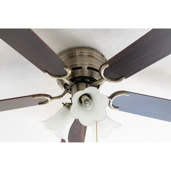 Takfläkt - Pepeo - 105 cm - Valnöt - Antik mässing - Varmvitt LED