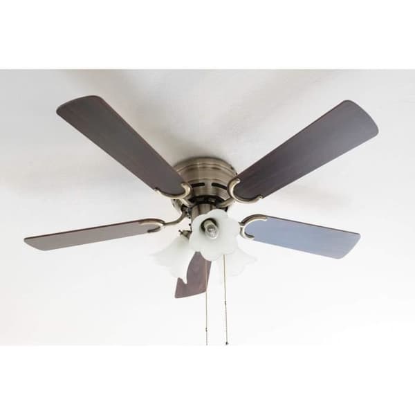 Takfläkt - Pepeo - 105 cm - Valnöt - Antik mässing - Varmvitt LED